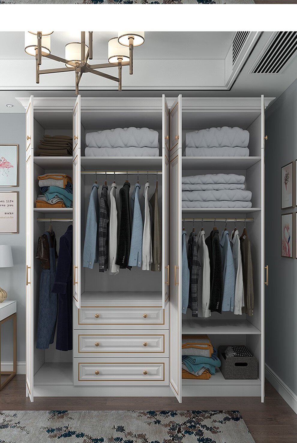 华艺智家现代简约衣柜卧室轻奢衣橱大容量储物柜可定制12006002080t