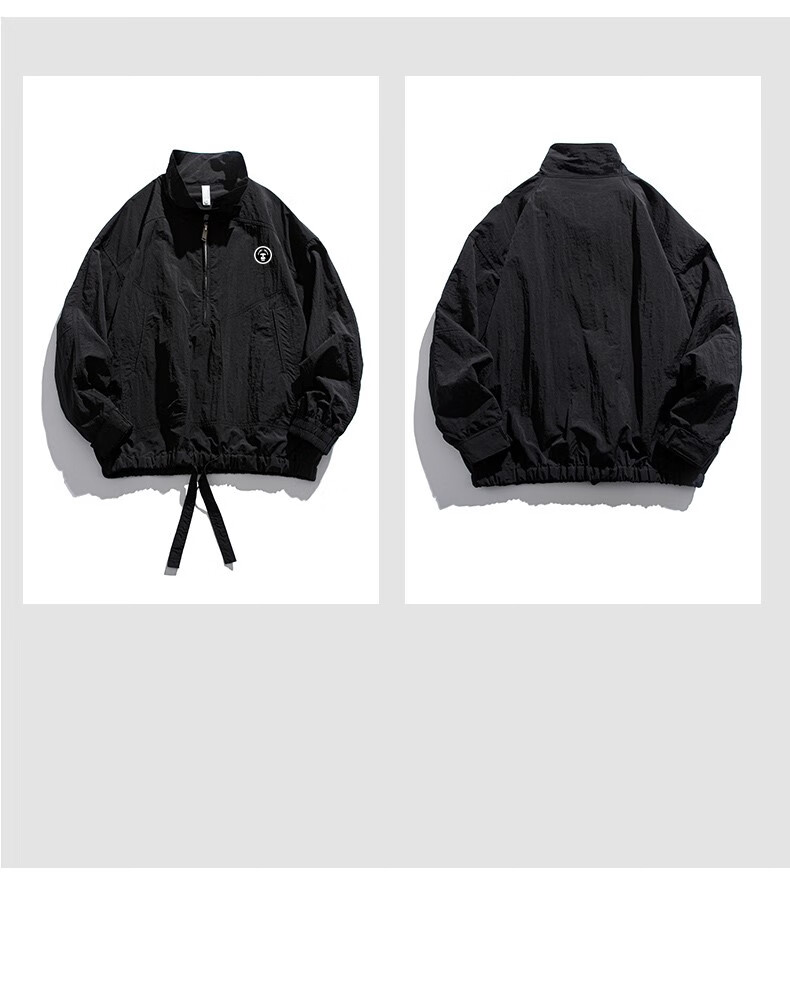 aape 官网猿人头夹克外套男秋季薄款宽松套头半拉链冲锋衣 军绿 s