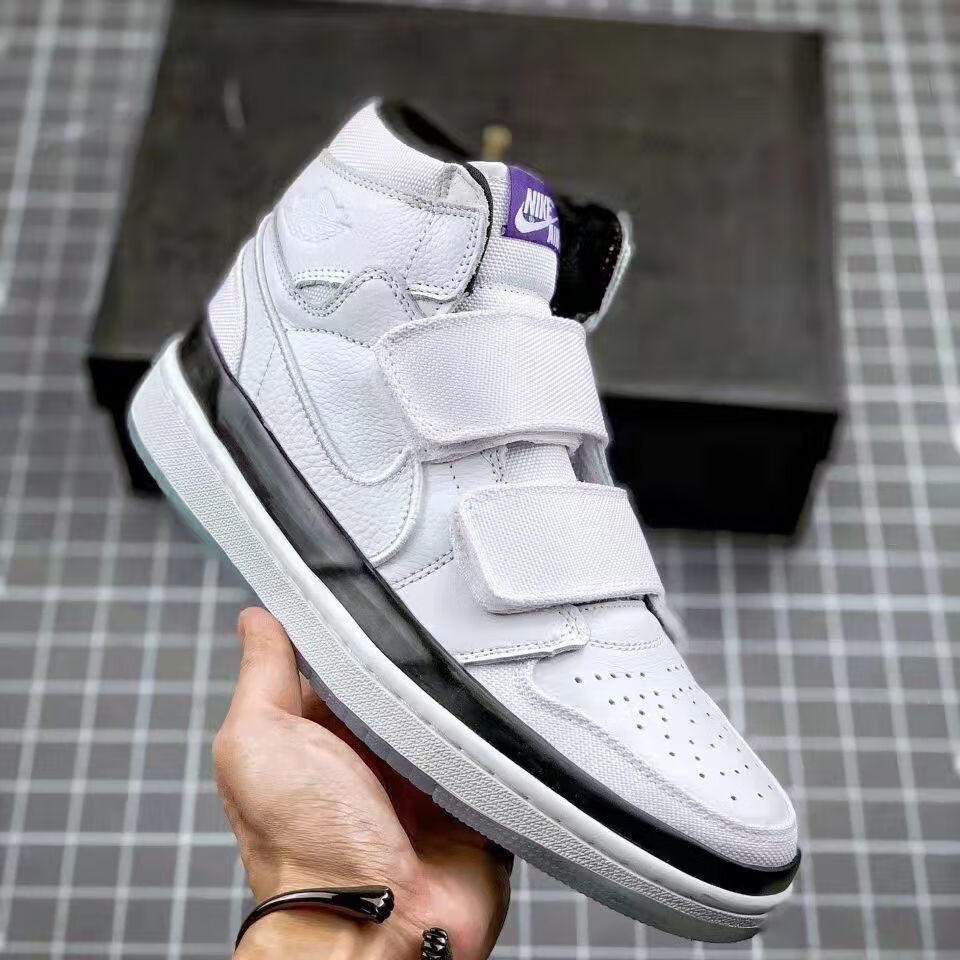 aj·1 乔一代双魔术贴高帮篮球鞋头层皮减震情侣百搭休闲板鞋秋冬 白