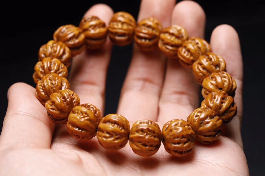 黛溪紫金鼠雕刻京八棱核桃手串手持小核桃手持108颗脖挂文玩佛珠定制