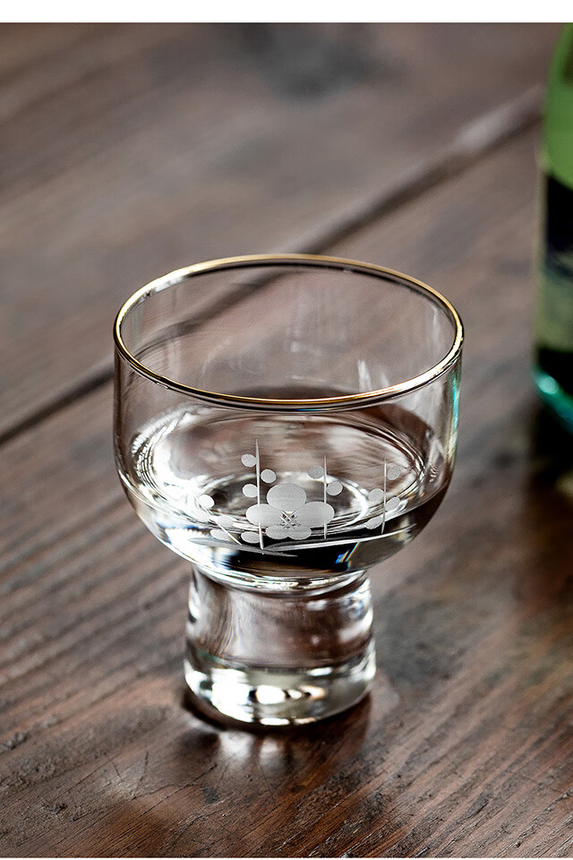 日本进口东洋佐佐木toyosasakiglass富士山梅花金边招福玻璃对杯子