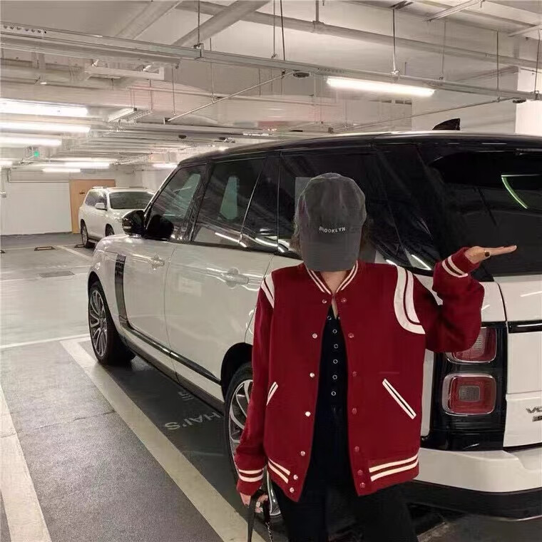 霜魄slp棒球服夹克权志龙同款风格毛呢外套黑色白色潮牌休闲宽松男女