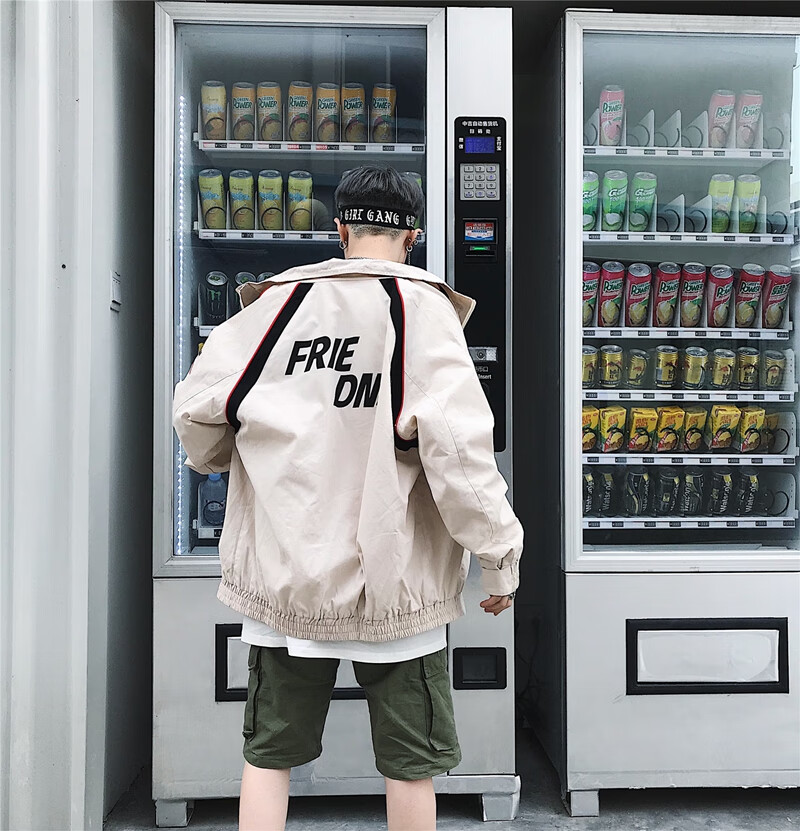 fwbs国潮牌春秋薄款田岛运输工装夹克复古原宿风刺绣ins火的外套男女