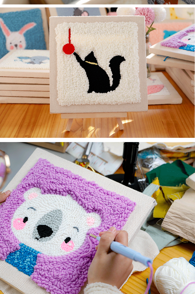 涧冰戳戳绣俄罗斯戳戳绣手工绣毛线画刺绣自制作diy材料包套装抖音