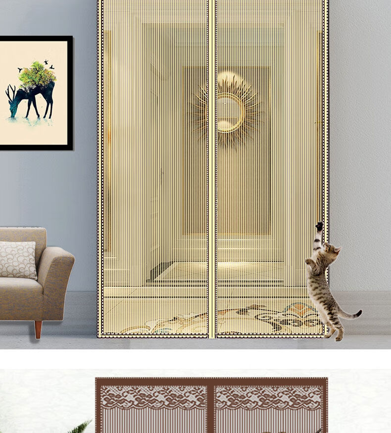 新款金刚纱门帘春夏防蚊虫纱帘客厅磁性自吸纱窗磁性款免打孔金刚网