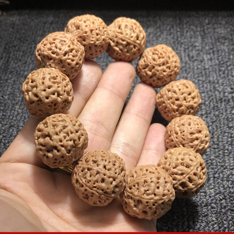 金刚菩提子手串爆肉78瓣姜黄皮蜂王原籽男士佛珠风铃子手链念珠 (无断