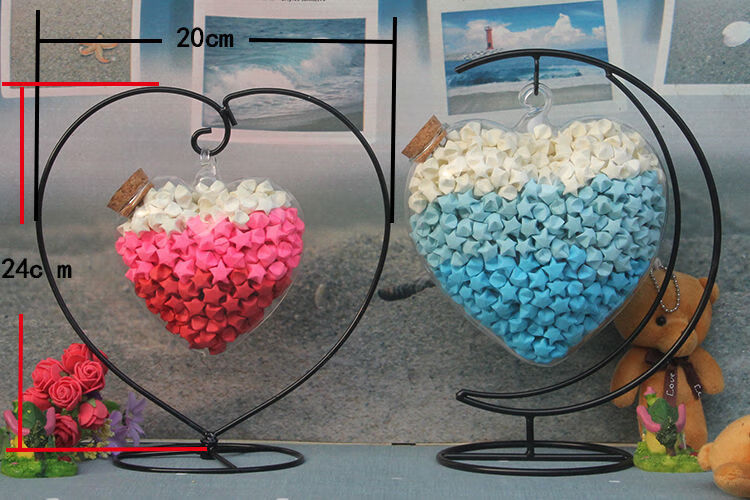 甄萌星星折纸玻璃瓶心形创意幸运星星木塞透明吊挂玻璃瓶漂流瓶夜光