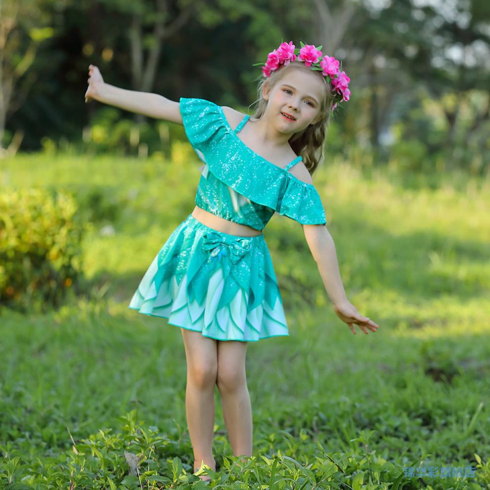 女童泳衣爱莎鱼公主儿童女孩夏季分体式吊带短裙游泳衣两件套抖音精选