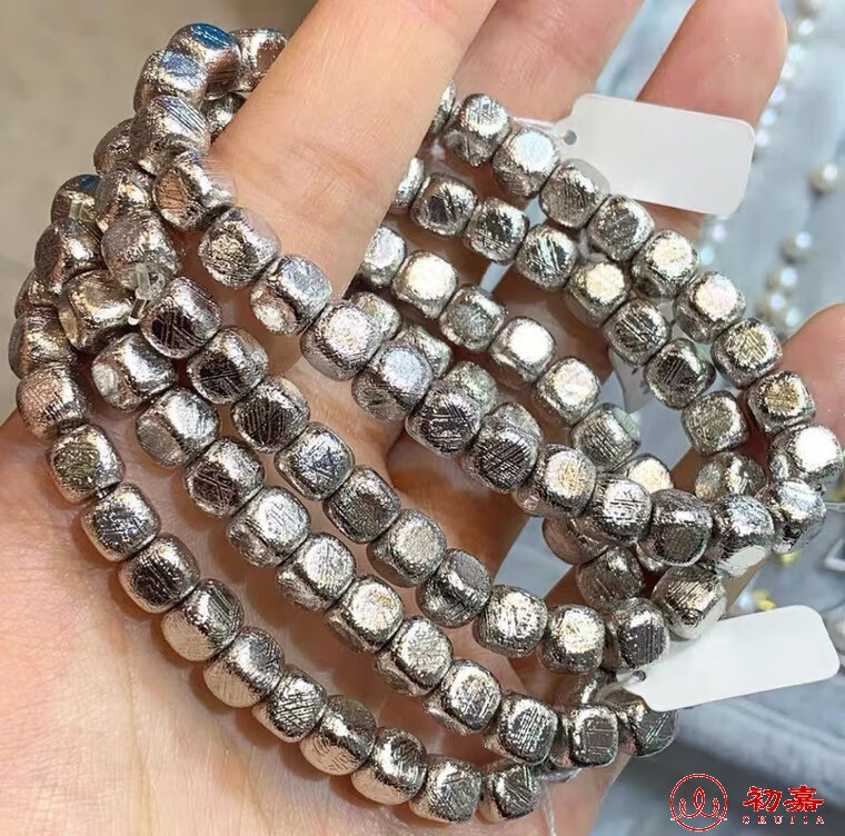 初嘉 瑞典铁陨石 天鐡镍铁陨石正方体魔方手链 时尚情侣现货手串三色