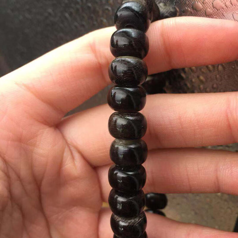 天然饱满鱼子纹黑驴蹄子单圈手串手链佛珠念珠吊坠10827颗搭配三眼