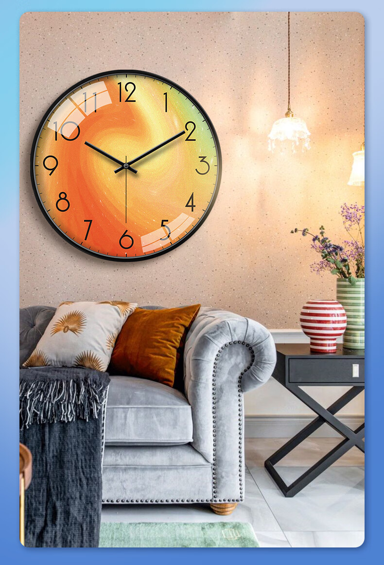 摩门momen电波钟客厅钟表挂墙自动对时钟创意渐变艺术餐厅卧室装饰