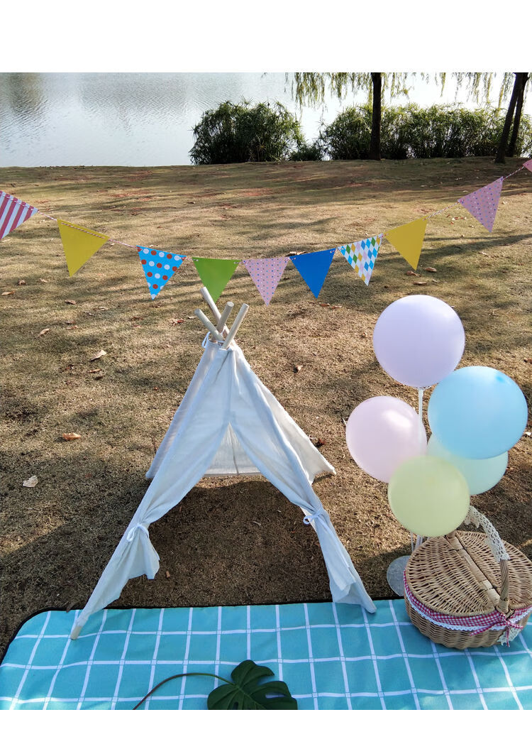 儿童户外野餐帐篷 野餐用品网红户外三角小帐篷ins风拍摄道具印第安