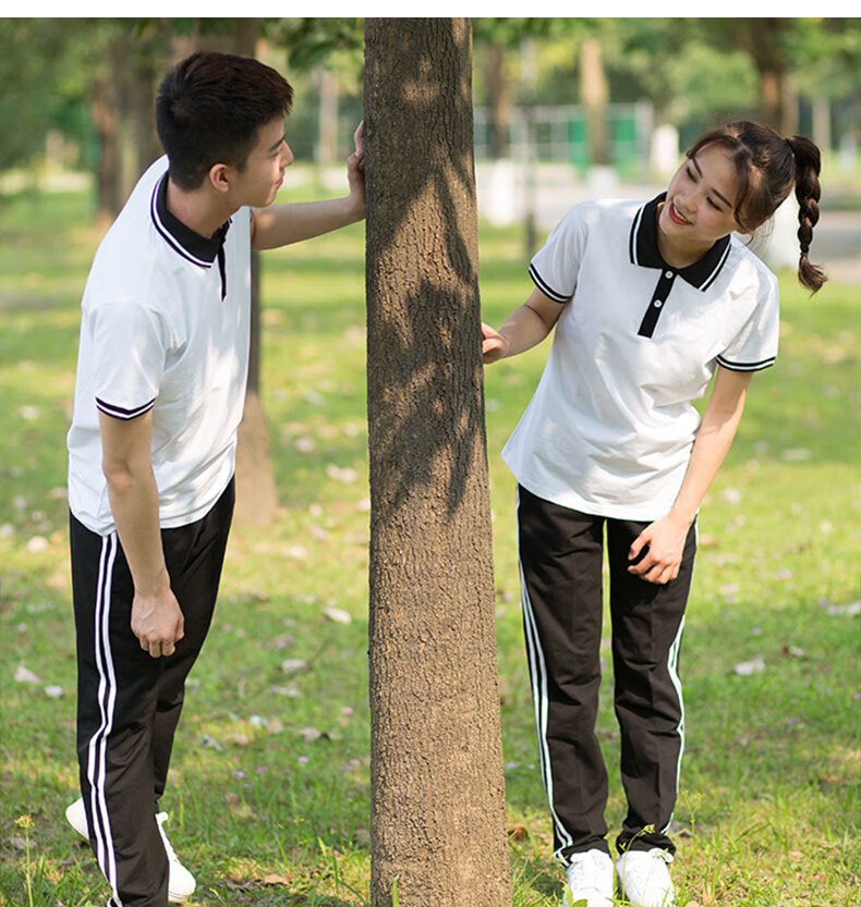 2021夏季初中生校服套装中学生蓝白短袖班服高中生宽松运动服夏装