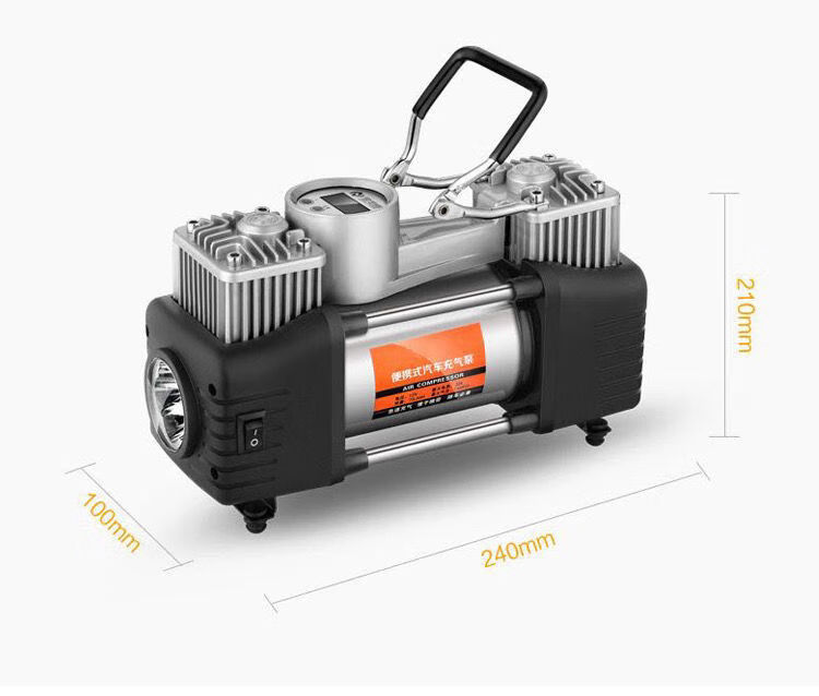 便攜式多功能車載電瓶車充氣泵汽車電動車兩用大功率雙缸充氣泵自動