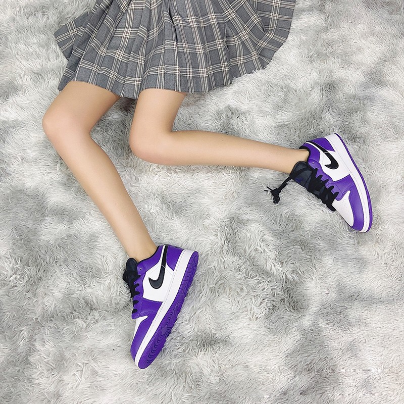 耐克nike air jordan 1 low aj1低帮白紫脚趾男女休闲篮球鞋 553560
