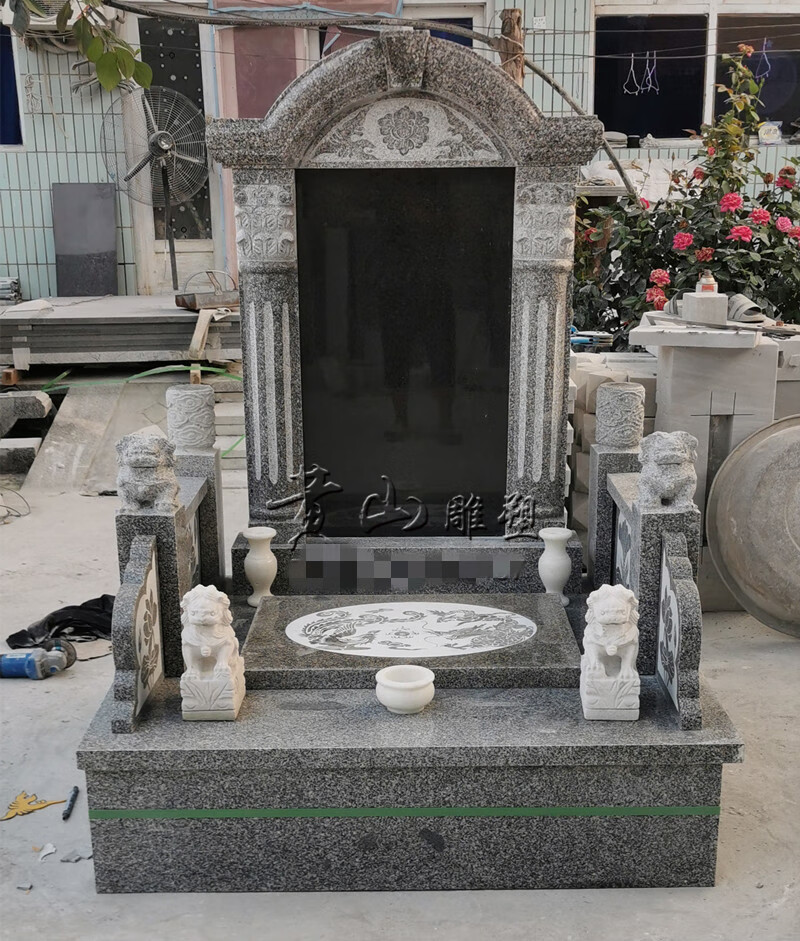 定做墓碑定制花岗岩农村土葬墓碑大理石户外双人组合传统公墓陵园套碑