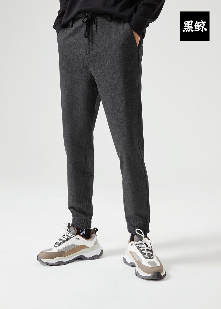 品牌: 黑鲸(hlajeans) 商品名称:黑鲸 hlajeans腰间抽绳休闲束脚裤男