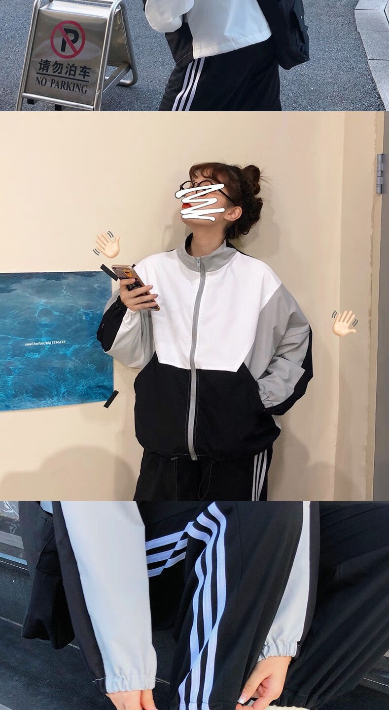 jk制服bm少女学生酷酷女孩穿搭早秋两山本风春秋休闲运动套装女新款