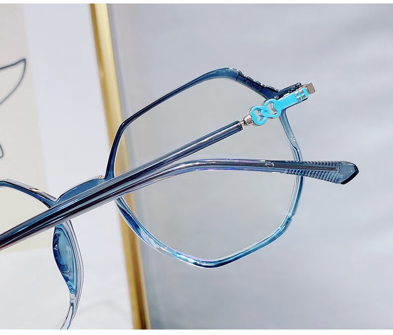 初伴海洋蓝框近视眼镜女韩版朝防辐射抗蓝光眼睛素颜显脸小透灰框无