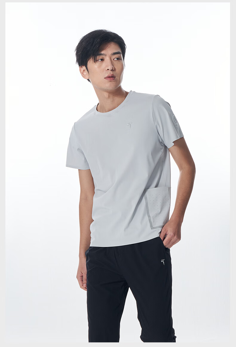 tittallon体拓运动短袖t恤男 户外夏季修身防晒快干冰感速干衣 黑色 m