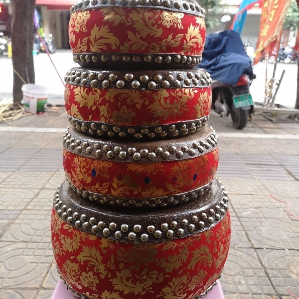 佛山狮鼓寸双面牛皮鼓道士鼓大鼓舞狮醒狮鼓锣鼓小鼓7寸双面牛皮鼓