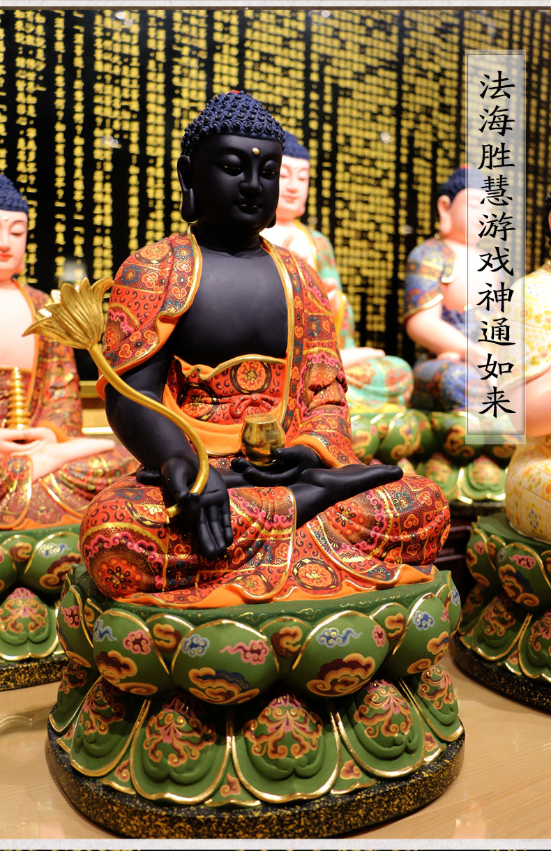 三漫陀药师佛药师七佛木雕药师琉璃光如来佛像摆件七佛如来坐像七躬医