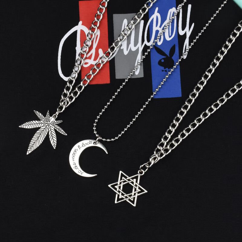 原宿ins嘻哈项链潮女蹦迪学生hiphop独角兽枫叶日韩饰品男友礼物枫叶