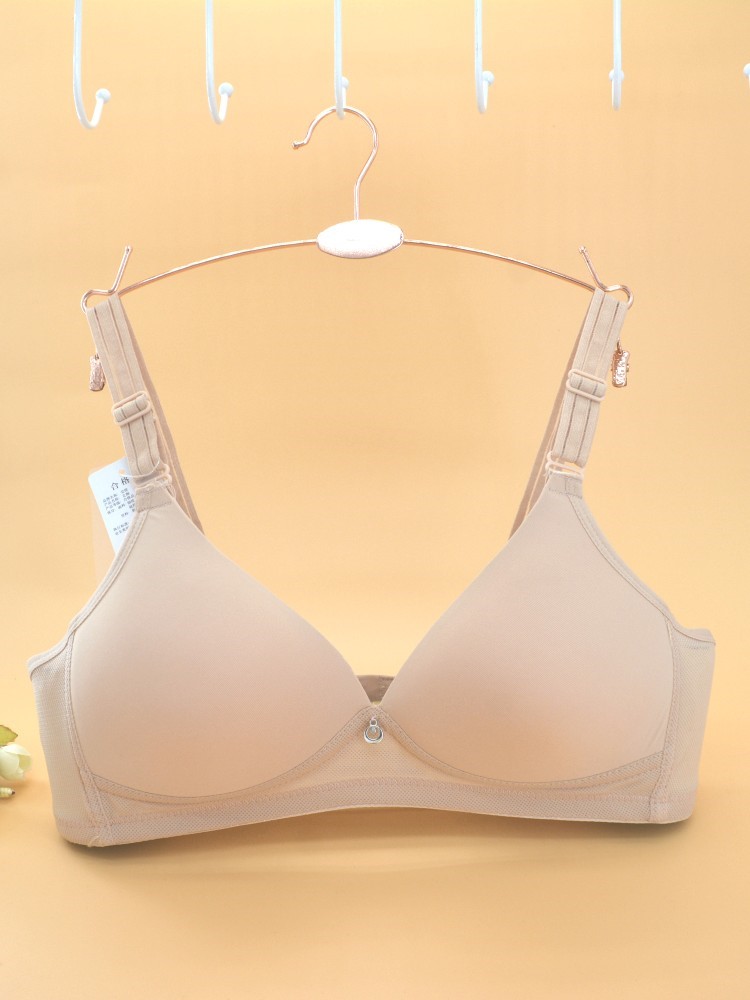 光面文胸莹嫦新品 无钢圈文胸b杯薄款柔软光面透气定型色三排扣内衣