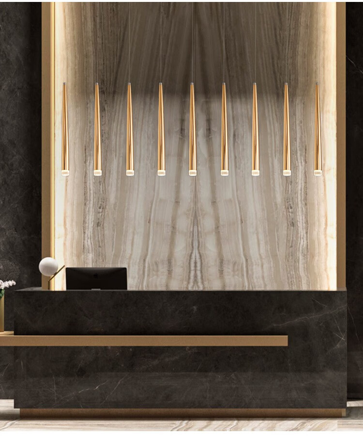 锥形射灯床头吊灯明装筒灯北欧金led吊线吧台灯圆柱餐厅金色电镀圆管