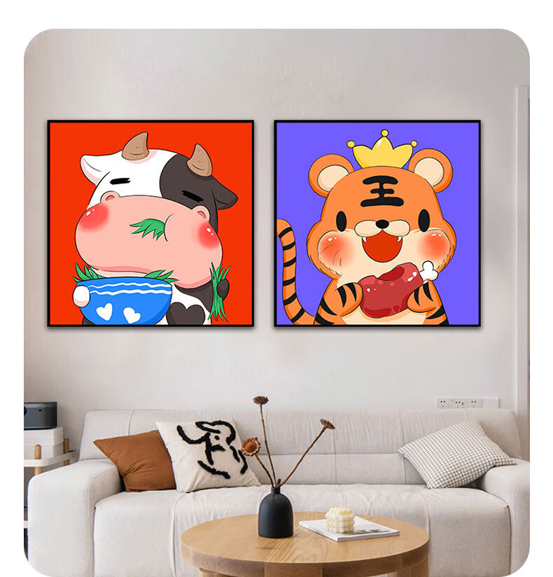 琴棋书画2022年新款数字油画diy填充油彩画十二生肖填色画解压手工