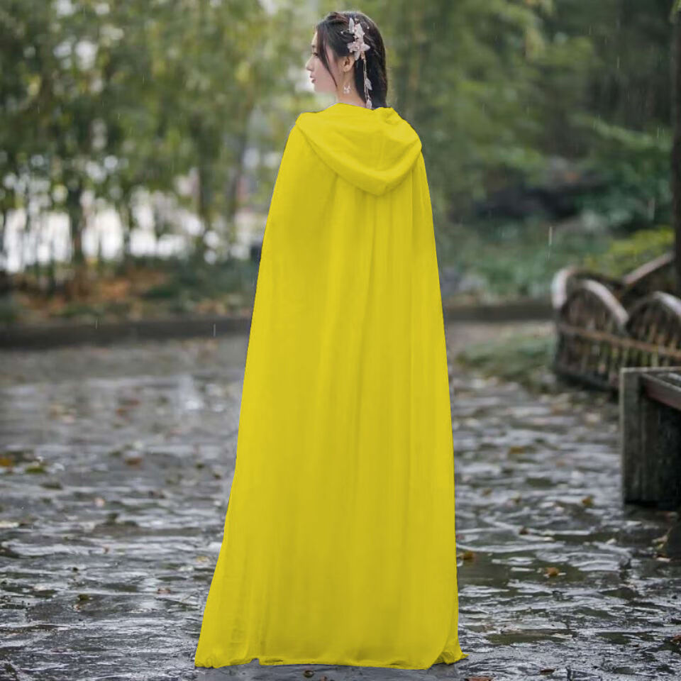 誓得大披风斗篷超仙晒衣女夏外套百搭披肩古装拍照道具红色装披风连帽