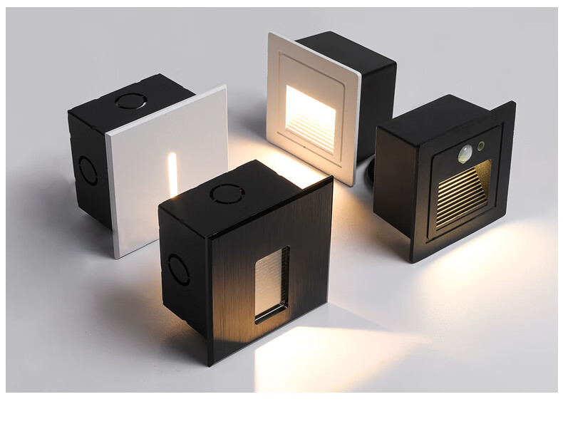 人体感应地脚灯嵌入式86型小夜灯led酒店家用过道楼梯踏步感应灯 常亮