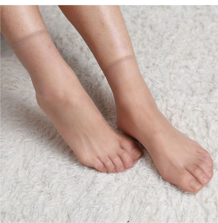 脚尖透明超薄短丝袜柔姿丝夏季细边松口肉色丝袜短筒脚尖透明水晶丝短