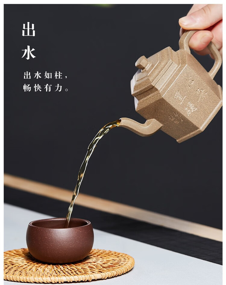 万壶园紫砂壶功夫茶具泡茶壶宜兴原矿青灰泥六方金钟名家手工茶壶泡茶