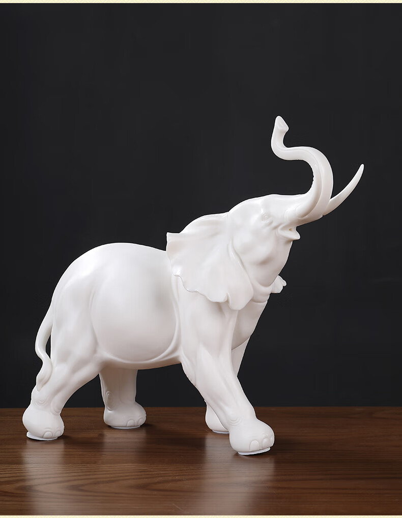 东方泥土 新品 陶瓷大象摆件 家居客厅招财酒柜装饰 乔迁礼品 d43-27a