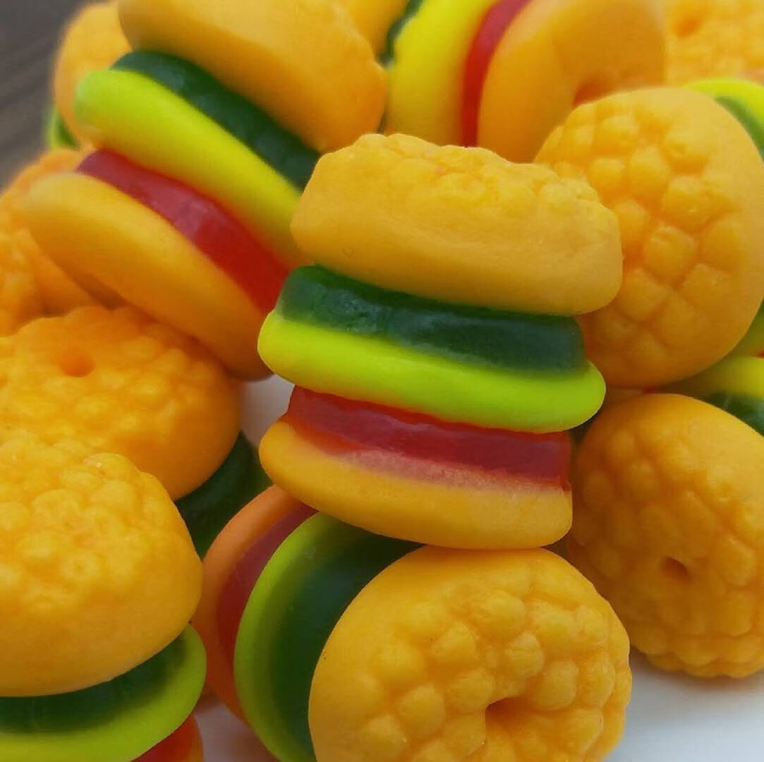 两件立减汉堡糖橡皮糖网红零食糖果创意棒棒糖3盒60支