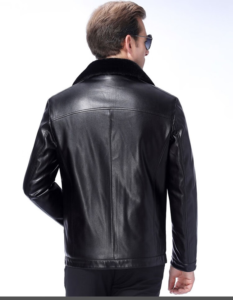 皮尔卡丹国际轻奢品牌男装高档中老年海宁皮衣男真皮绵羊皮夹克加绒