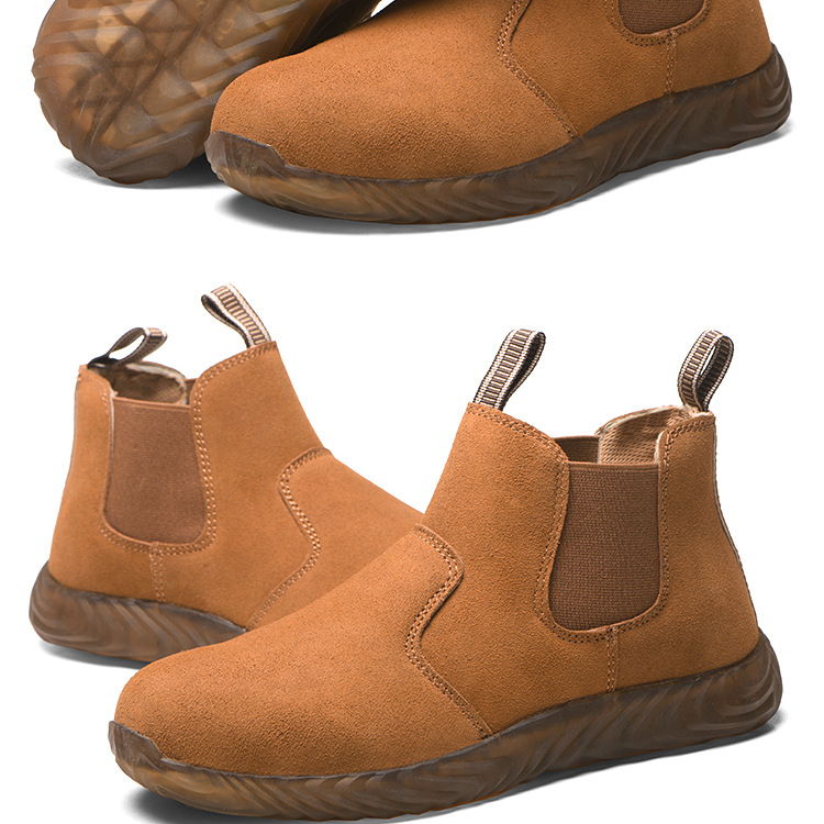 磐王服饰焊工猪皮劳保鞋男软底一脚蹬防砸防刺穿男女工地工作鞋电焊鞋