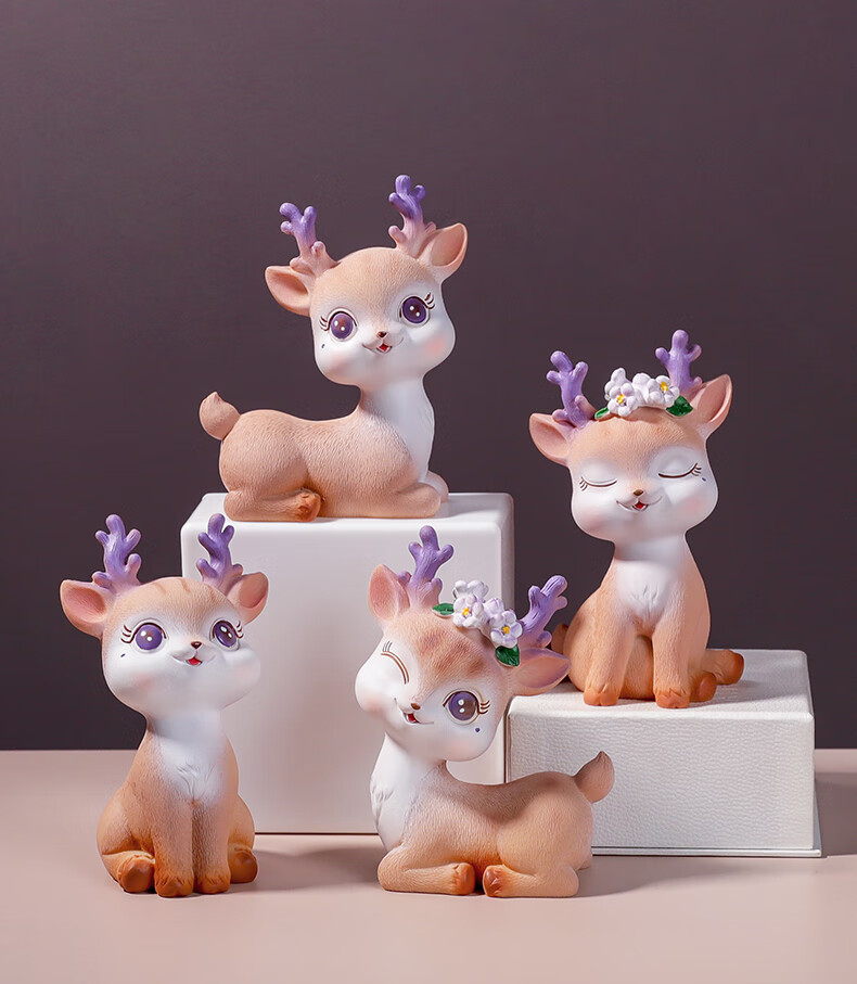 津浆可爱卡通梅花鹿小鹿摆件创意治愈系办公室桌面家居装饰品生日精灵