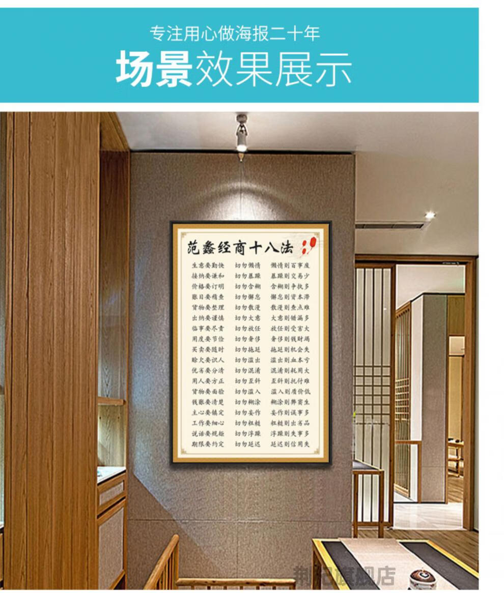 2022新款陶朱公经商十八法十八忌陶朱公商训海报生意经书家用商用墙贴