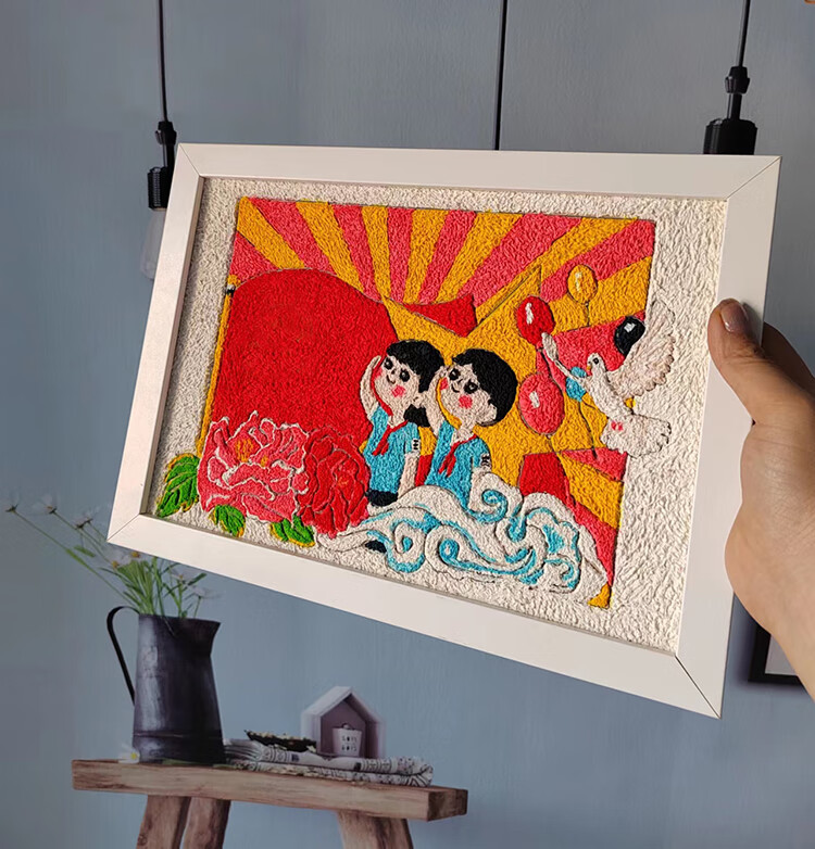 国庆纸浆画 纸浆画手工diy材料包立体画小学生儿童礼