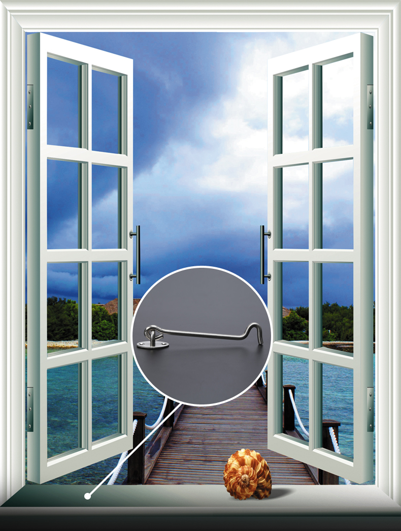 顶耐不锈钢窗钩上悬窗平开窗搭勾风钩老式防风钩窗扣推拉门搭扣钩3寸