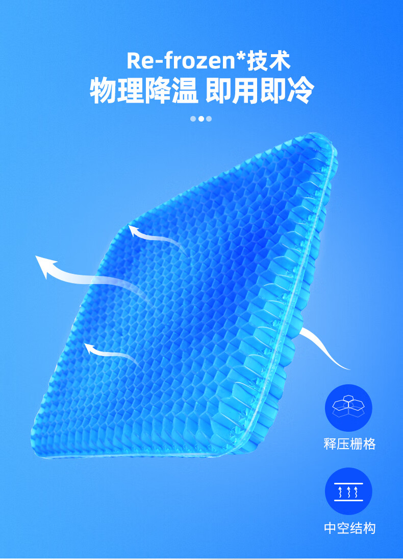 灰妮子美妆工具蜂窝凝胶坐垫久坐车家凝胶冰垫凉座垫垫透气腰靠垫降温 1个装
