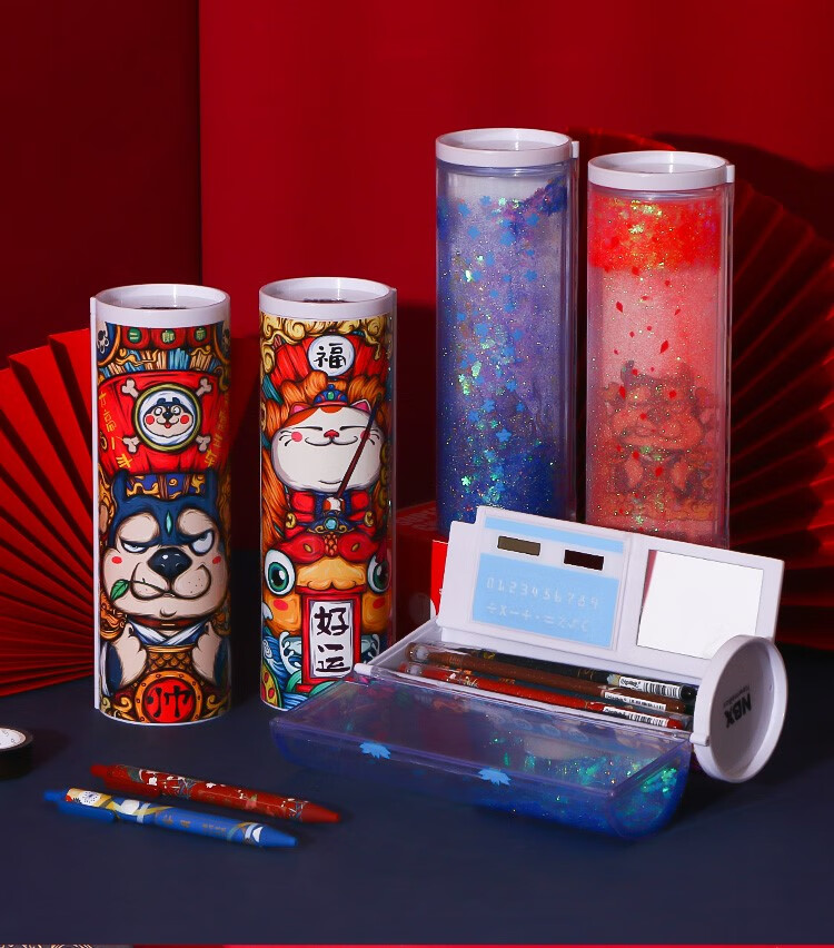 国潮笔盒大容量笔袋学生铅笔盒 清新流沙款/樱花女神/送6礼包【图片