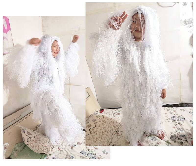 伪装衣吉利服儿童吃鸡隐身衣极地服真人雪地伏地魔草衣伪装男孩丛林绿