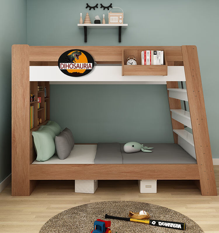 大人成年上下床楼梯爬梯实木两层床上下铺床二层高低床亚咖 上下床 三