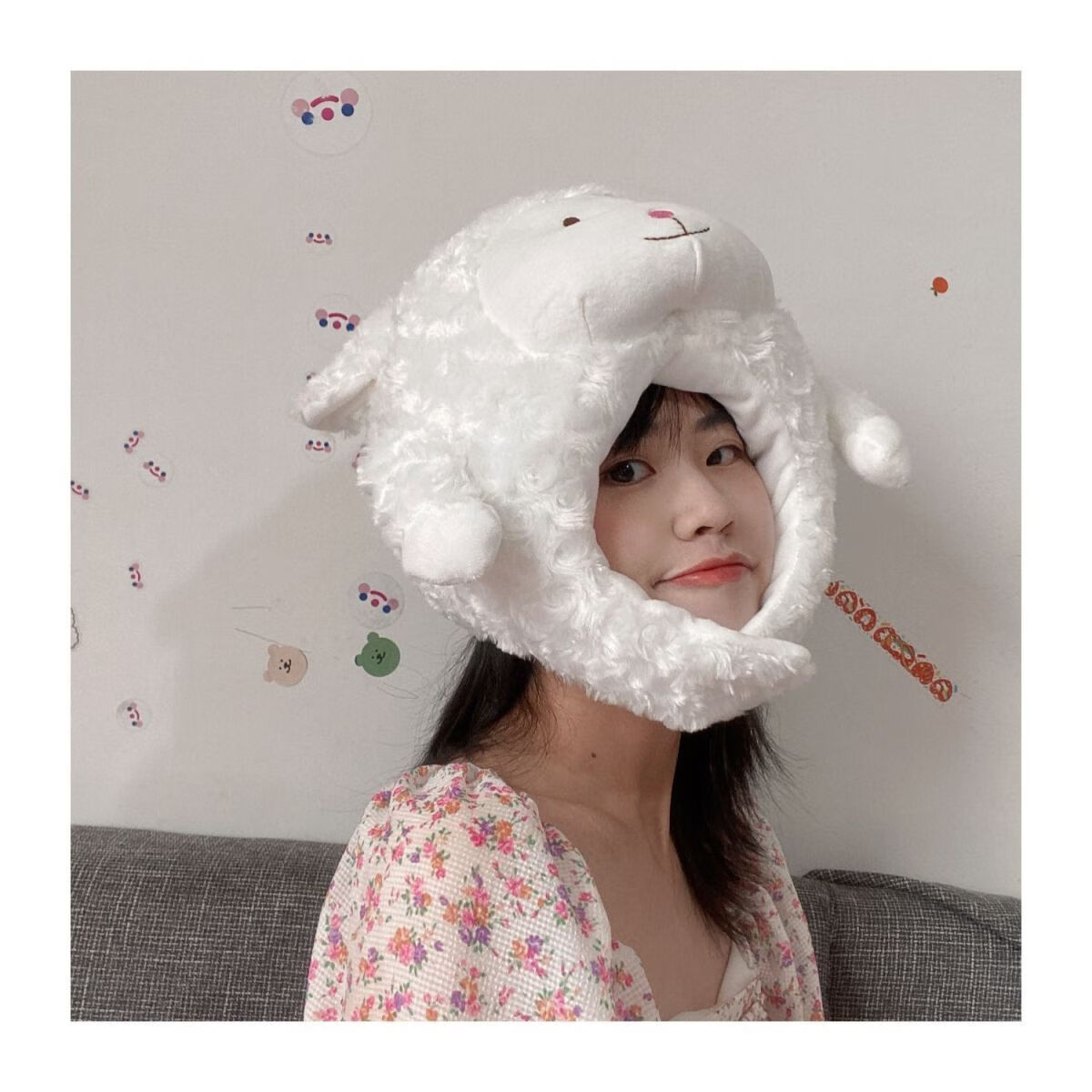 佑姝小羊帽子女可爱甜美少女心小绵羊头套小羊帽子幼儿园节目表演装饰