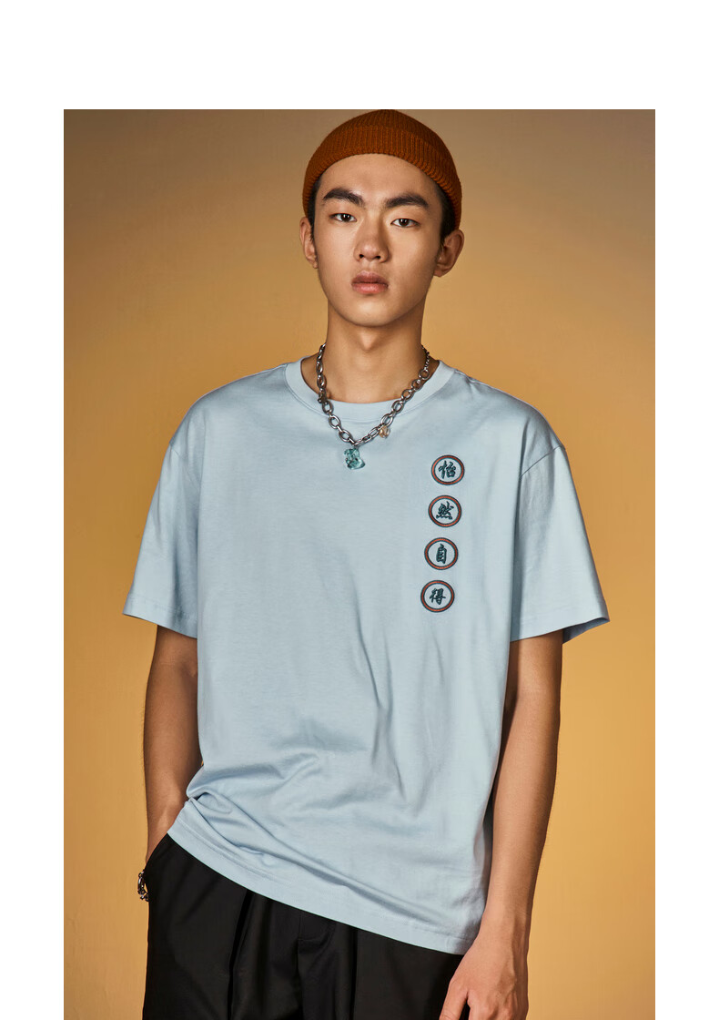 【敦煌博物馆联名】卡宾男装圆领短袖t恤潮流印花宽松时尚情侣装h 漂