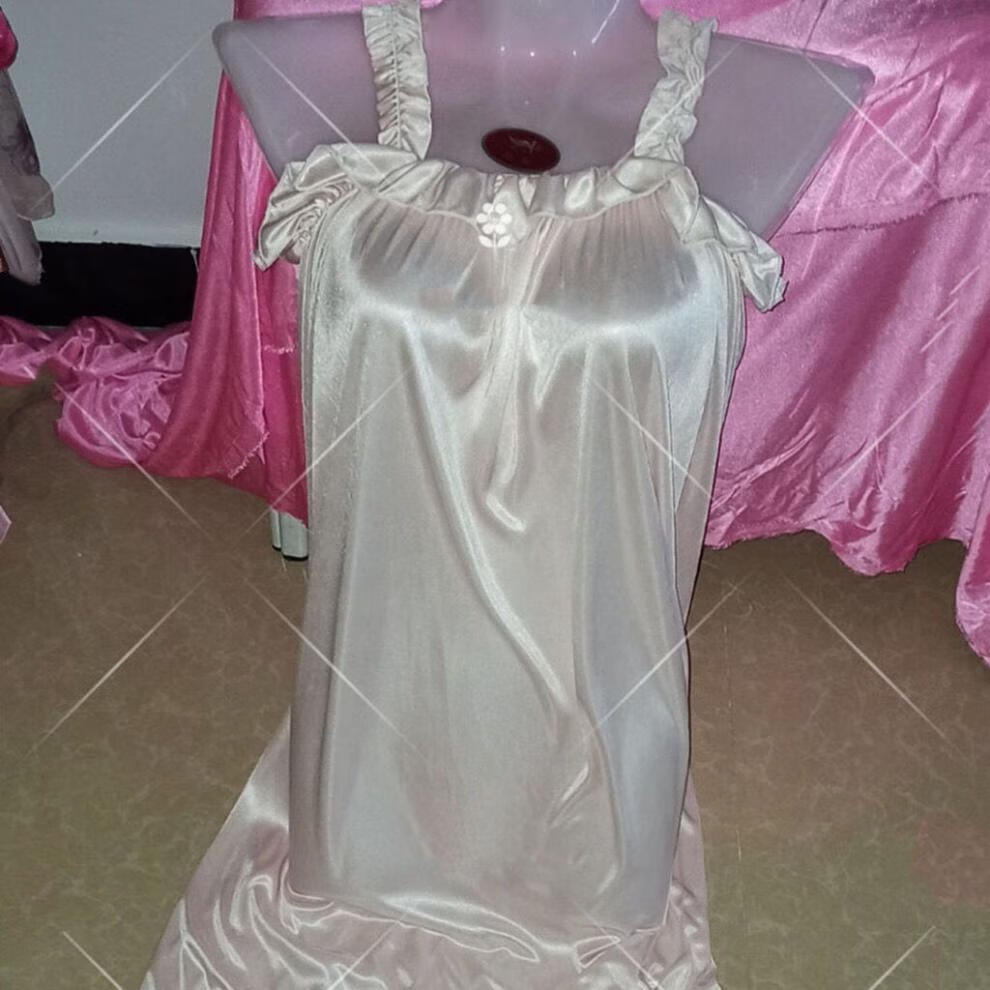 冰丝睡裙长款睡衣女新款脚踝网红拖地长裙超长丝滑吊带裙 天蓝色 含