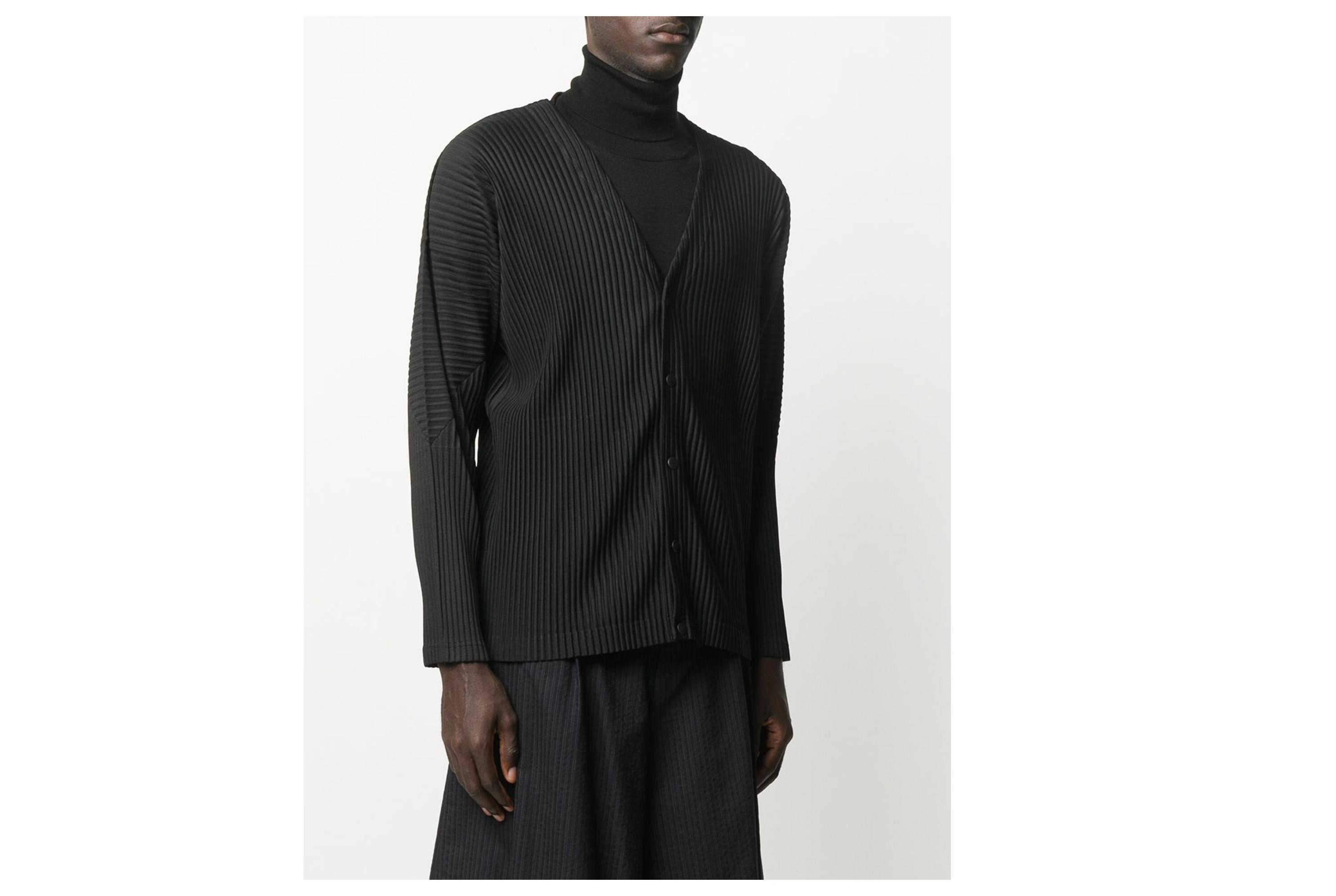 三宅一生(issey miyake)20秋冬男士排扣开衫 黑色 3【图片 价格 品牌